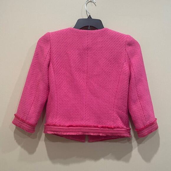 ETCETERA PORTIA JACKET TWEED FRINGE TRIM HOT PINK SZ XS SOPHISTICATED AESTHETIC - Picture 3 of 16